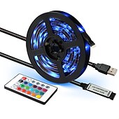 זול אורות רצועת USB-0.5 מ &#039; סרטי תאורת LED גמישים חוטי תאורה 15 נוריות 5050 SMD בקר מרחוק 24Keys 1set RGB + לבן חג מולד לשנה החדשה עמיד במים ניתן לחיתוך יו אס בי 5 V מופעל באמצעות USB