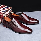 abordables Officiel-chaussures habillées classiques en cuir marron pour hommes - idéales pour les événements formels et les réunions d&#039;affaires