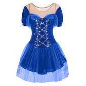 baratos Vestidos de Patinação Artística-Vestidos para Patinação Artística Mulheres Para Meninas Patinação no Gelo Vestidos Roupa Branco Leite Vermelho Escuro Amarelo e amarelo Elastano Elasticidade Alta Competição Roupa para Patinação