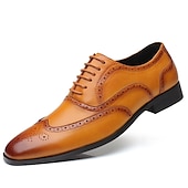 billige Formell-brune oxford-kjolesko for menn – klassiske brogue-sko i kunstskinn med snøring til forretninger, bryllup og formelle anledninger