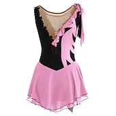 preiswerte Eiskunstlaufkleider-Eiskunstlaufkleid Damen Mädchen Eislaufen Kleider Austattungen Yan-pink  Violett Wie im Bild Patchwork Asymmetrischer Saum Gitter Spandex Hochelastisch Praxis Professionell Wettbewerb