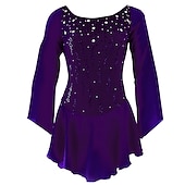 abordables Robes de Patinage Artistique-Robe de Patinage Artistique Femme Fille Patinage Robes Tenue Rose clair Blanc / Blanc Jaune et jaune Dos ouvert Spandex Micro-élastique Entraînement Tenue de Patinage Fait à la main Classique Cristal