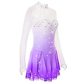cheap Figure Skating Dresses-Figure Skating Dress Women's Girls' Ice Skating Dress Outfits Yan pink Golden yellow Violet Halo Dyeing Spandex Stretch Yarn Lace High Elasticity Professional Competition Skating Wear Handmade Fashion