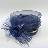 billige Coiffer-fascinators kentucky derby lue hodeplagg fjær nett bøtte lue bryllup spesiell anledning damedag melbourne kopp cocktail med sløyfer hette hodeplagg hodeplagg