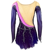 ieftine Rochii de patinaj artistic-Rochie de Patinaj Artistic Pentru femei Fete Πατινάζ στο πάγο Rochii Ținute Yan roz Violet Alb / Alb Deschide Înapoi Spandex Înaltă Elasticitate Antrenament Ținută Patinaj Confecționat Manual Mat