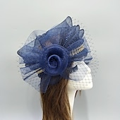 billige Coiffer-fascinators kentucky derby lue hodeplagg fjær nett bøtte lue bryllup spesiell anledning damedag melbourne kopp cocktail med sløyfer hette hodeplagg hodeplagg