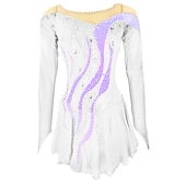 ieftine Rochii de patinaj artistic-Rochie de Patinaj Artistic Pentru femei Fete Πατινάζ στο πάγο Rochii Ținute Yan roz Violet Alb / Alb Deschide Înapoi Spandex Înaltă Elasticitate Antrenament Ținută Patinaj Confecționat Manual Mat