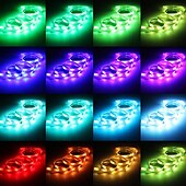 cheap Waterproof Strip Lights-LED Strip Lights 5 Meters Waterproof Flexible LED Light Strips 90x5050 RGB SMD LEDs IR 44 Key Controller with Installation Package and 12V Adapter Kit