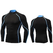 cheap Men&#039;s Active Tees &amp; Tanks-Men&#039;s Compression Shirt Running Shirt Long Sleeve Base Layer Summer Breathable Quick Dry Moisture Wicking Power Flex Fitness Gym Workout Running Sportswear Activewear Dark Grey Black White