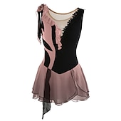 preiswerte Eiskunstlaufkleider-Eiskunstlaufkleid Damen Mädchen Eislaufen Kleider Austattungen Yan-pink  Violett Wie im Bild Patchwork Asymmetrischer Saum Gitter Spandex Hochelastisch Praxis Professionell Wettbewerb