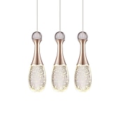 tanie Światła wysp-3-klastra lampa wisząca led downlight galwanizowane metalowe szkło nowoczesna minimalistyczna kolumna bąbelkowa z kryształem regulowana długa;