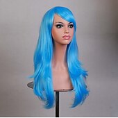 abordables Perruques de fête-Perruque synthétique vagues de corps perruque asymétrique longue blond clair rouge pastèque brun rose vert cheveux synthétiques de 27 pouces perruques Halloween rouge brun pour femmes