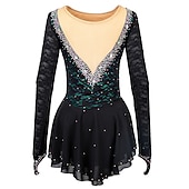 cheap Figure Skating Dresses-Figure Skating Dress Women's Girls' Ice Skating Dress Outfits Yellow &amp; Yellow Black Dark Red Open Back Mesh Spandex High Elasticity Training Practice Competition Skating Wear Solid Colored Classic