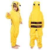 preiswerte Onesie-Kostüme-Set mit Flanell-Einteiler, Kigurumi-Pyjama, Krallenhausschuhen, 2-teiliges Set, Nachtwäsche, Tarnung, niedliches Pika-Pika-Cartoon-Tier, gemütliche Unisex-Hauskleidung für Kinder, Unisex