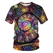 baratos Camisetas 3D-Homens Gráfico Galáxia Camisa Social Camiseta Manga Curta Camiseta Decote Redondo Camisa Básico Feriado Arco-íris Roupa S M L XL 2XL 3XL