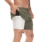 cheap Mens Active Shorts-Men&#039;s Sports Outdoor Athletic Breathable Quick Dry Moisture Wicking 2 in 1 with Phone Pocket Liner Solid Colored Activewear Dark Grey Black Stretchy