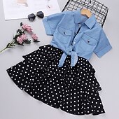 abordables Ensembles pour filles-Fille 3D Pois Ensemble de Vêtements Manche Courte basique Enfants