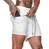 cheap Mens Active Shorts-Men&#039;s Sports Outdoor Athletic Breathable Quick Dry Moisture Wicking 2 in 1 with Phone Pocket Liner Solid Colored Activewear Dark Grey Black Stretchy