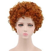 cheap Older Wigs-Orange Wigs for Women Synthetic Wig Curly Pixie Cut Wig Short Red Synthetic Hair 8 Inch Women's Synthetic Red