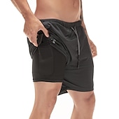cheap Mens Active Shorts-Men&#039;s Sports Outdoor Athletic Breathable Quick Dry Moisture Wicking 2 in 1 with Phone Pocket Liner Solid Colored Activewear Dark Grey Black Stretchy
