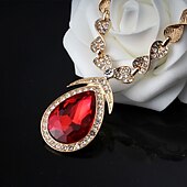 baratos Conjuntos de Jóias-Brincos em Argola 1conjunto Branco Zircônia Cubica Banhado a Ouro 18K Strass 1 Colar Brincos Mulheres Básico Elegante Coreano Clássico Caído Pêra Conjunto de jóias Para Festa Casamento Carnaval