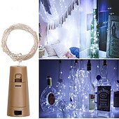 cheap Battery String Lights-5pcs String Led Wine Bottle with Cork 2M 20 LEDs Bottle Lights Battery Cork for Party Wedding Christmas Halloween Bar Decor