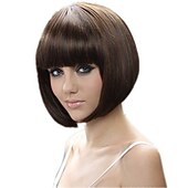 abordables perruque plus âgée-Perruque Synthétique Droit Bob Coupe Carré Coupe Droite Fabriqué à la machine Perruque Court Marron Cheveux Synthétiques 13 pouce Femme Meilleure qualité Marron / Usage quotidien