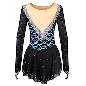 cheap Figure Skating Dresses-Figure Skating Dress Women's Girls' Ice Skating Dress Outfits Yellow &amp; Yellow Black Dark Red Open Back Mesh Spandex High Elasticity Training Practice Competition Skating Wear Solid Colored Classic