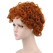 cheap Older Wigs-Orange Wigs for Women Synthetic Wig Curly Pixie Cut Wig Short Red Synthetic Hair 8 Inch Women's Synthetic Red