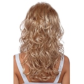 cheap Older Wigs-Synthetic Wig Curly Asymmetrical Machine Made Wig Blonde Long Blonde Synthetic Hair 27 inch Women&#039;s Blonde / Daily Wear