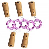 cheap Battery String Lights-5pcs String Led Wine Bottle with Cork 2M 20 LEDs Bottle Lights Battery Cork for Party Wedding Christmas Halloween Bar Decor