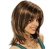 cheap Older Wigs-Blonde Wigs for Women Synthetic Wig Wig Layered Wig Wigs with Bangs 12Inch