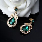 baratos Conjuntos de Jóias-Brincos em Argola 1conjunto Branco Zircônia Cubica Banhado a Ouro 18K Strass 1 Colar Brincos Mulheres Básico Elegante Coreano Clássico Caído Pêra Conjunto de jóias Para Festa Casamento Carnaval