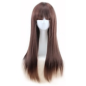 お買い得  パーティーウィッグ-女性用ブロンドウィッグ 合成ウィッグ ストレート キンキーストレート アシンメトリックウィッグ ロング ライトブロンド ライトブラウン /ブラウン /ピンク ナチュラルブラック合成髪 ハロウィンウィッグ