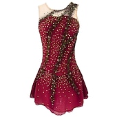 halpa Taitoluistelupuvut-Taitoluistelupuku Naisten Tyttöjen Luistimet Hameet Asut Keltainen &amp; Keltainen Tummanpunainen Tumma laivastonsininen Avoin selkä Spandex Venyvä langa Erittäin elastinen Kouluts Harjoittelu Kilpailu