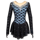 cheap Figure Skating Dresses-Figure Skating Dress Women's Girls' Ice Skating Dress Outfits Yellow &amp; Yellow Black Dark Red Open Back Mesh Spandex High Elasticity Training Practice Competition Skating Wear Solid Colored Classic