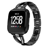 preiswerte Fitbit-Uhrenarmbänder-Uhrenarmband für Fitbit Versa 2 / Versa Lite / Versa SE / Versa Edelstahl Strass Ersatz Gurt Bling-Diamant Schmuck Armband Armband