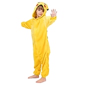preiswerte Onesie-Kostüme-Set mit Flanell-Einteiler, Kigurumi-Pyjama, Krallenhausschuhen, 2-teiliges Set, Nachtwäsche, Tarnung, niedliches Pika-Pika-Cartoon-Tier, gemütliche Unisex-Hauskleidung für Kinder, Unisex