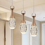 tanie Światła wysp-3-klastra lampa wisząca led downlight galwanizowane metalowe szkło nowoczesna minimalistyczna kolumna bąbelkowa z kryształem regulowana długa;