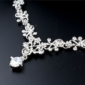 voordelige Sieradensets-Ring oorbellen 1 set Wit Kubieke Zirkonia 18 Karaats Verguld Strass 1 Ketting Oorbellen Dames Elegant Basic Koreaans Klassiek Laten vallen Veer Sieraden set Voor Carnaval Bruiloft Feest