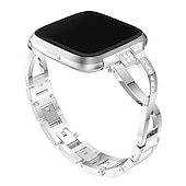 preiswerte Fitbit-Uhrenarmbänder-Uhrenarmband für Fitbit Versa 2 / Versa Lite / Versa SE / Versa Edelstahl Strass Ersatz Gurt Bling-Diamant Schmuck Armband Armband
