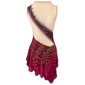 halpa Taitoluistelupuvut-Taitoluistelupuku Naisten Tyttöjen Luistimet Hameet Asut Keltainen &amp; Keltainen Tummanpunainen Tumma laivastonsininen Avoin selkä Spandex Venyvä langa Erittäin elastinen Kouluts Harjoittelu Kilpailu