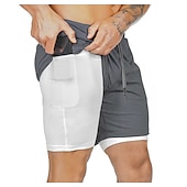 cheap Mens Active Shorts-Men&#039;s Sports Outdoor Athletic Breathable Quick Dry Moisture Wicking 2 in 1 with Phone Pocket Liner Solid Colored Activewear Dark Grey Black Stretchy