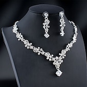 economico Parure di gioielli-Orecchini a Cerchio 1 set Zircone Cubico Bianco Strass Zinco 1 Collana Orecchini Gioielli Basic Eleganti Coreani Classici A Pendente in Piuma per Festa Matrimonio Carnevale  Set di Gioielli da Sposa