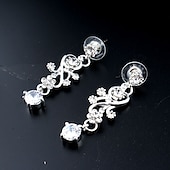 economico Parure di gioielli-Orecchini a Cerchio 1 set Zircone Cubico Bianco Strass Zinco 1 Collana Orecchini Gioielli Basic Eleganti Coreani Classici A Pendente in Piuma per Festa Matrimonio Carnevale  Set di Gioielli da Sposa