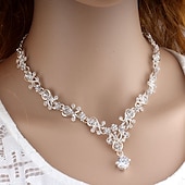economico Parure di gioielli-Orecchini a Cerchio 1 set Zircone Cubico Bianco Strass Zinco 1 Collana Orecchini Gioielli Basic Eleganti Coreani Classici A Pendente in Piuma per Festa Matrimonio Carnevale  Set di Gioielli da Sposa