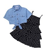 abordables Ensembles pour filles-Fille 3D Pois Ensemble de Vêtements Manche Courte basique Enfants