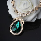 baratos Conjuntos de Jóias-Brincos em Argola 1conjunto Branco Zircônia Cubica Banhado a Ouro 18K Strass 1 Colar Brincos Mulheres Básico Elegante Coreano Clássico Caído Pêra Conjunto de jóias Para Festa Casamento Carnaval