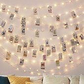 cheap Battery String Lights-Photo Clip String Lights 10M with 100 Clips LED Fairy Lights for Dorm Party Garland Christmas Decoration Party Wedding Christmas String Lights