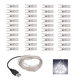 お買い得  USB電源-エレガントな結婚披露宴パーティー用フォトクリップ LED ストリングライト 5m クリップ40個付き 寮パーティー用ガーランド フェアリーライト クリスマスデコレーション パーティー 結婚式 寝室 壁 バー キャビネット USB電源